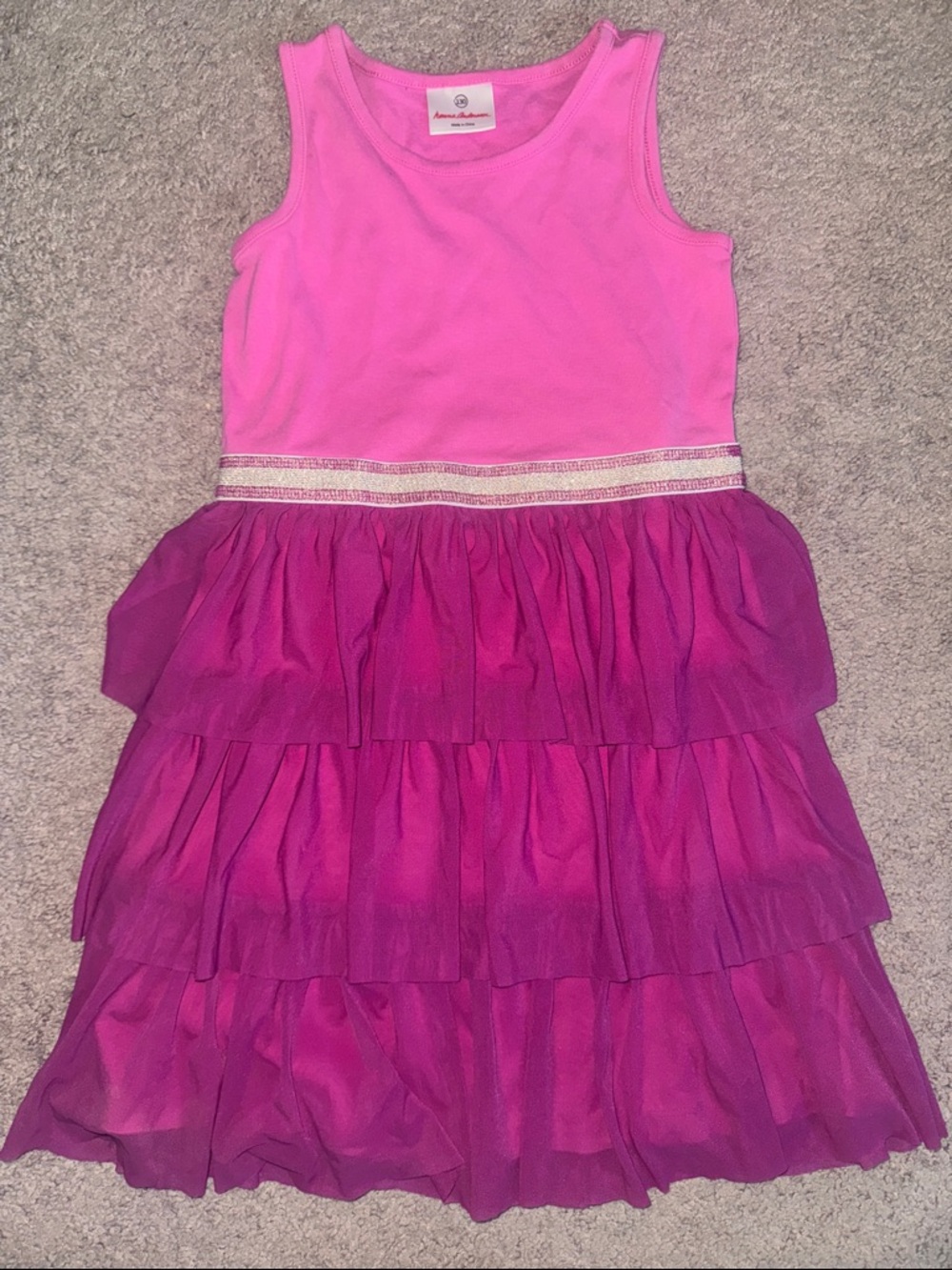 Hanna Andersson 8 tulle dress pink sleeveless 130 girls summer tiered